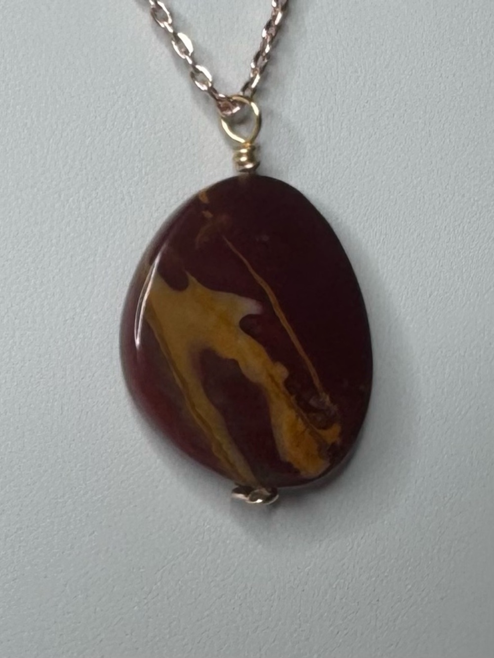 HAND CRAFTED Mookaite Jasper Oval Pendant Necklace 19” NWT